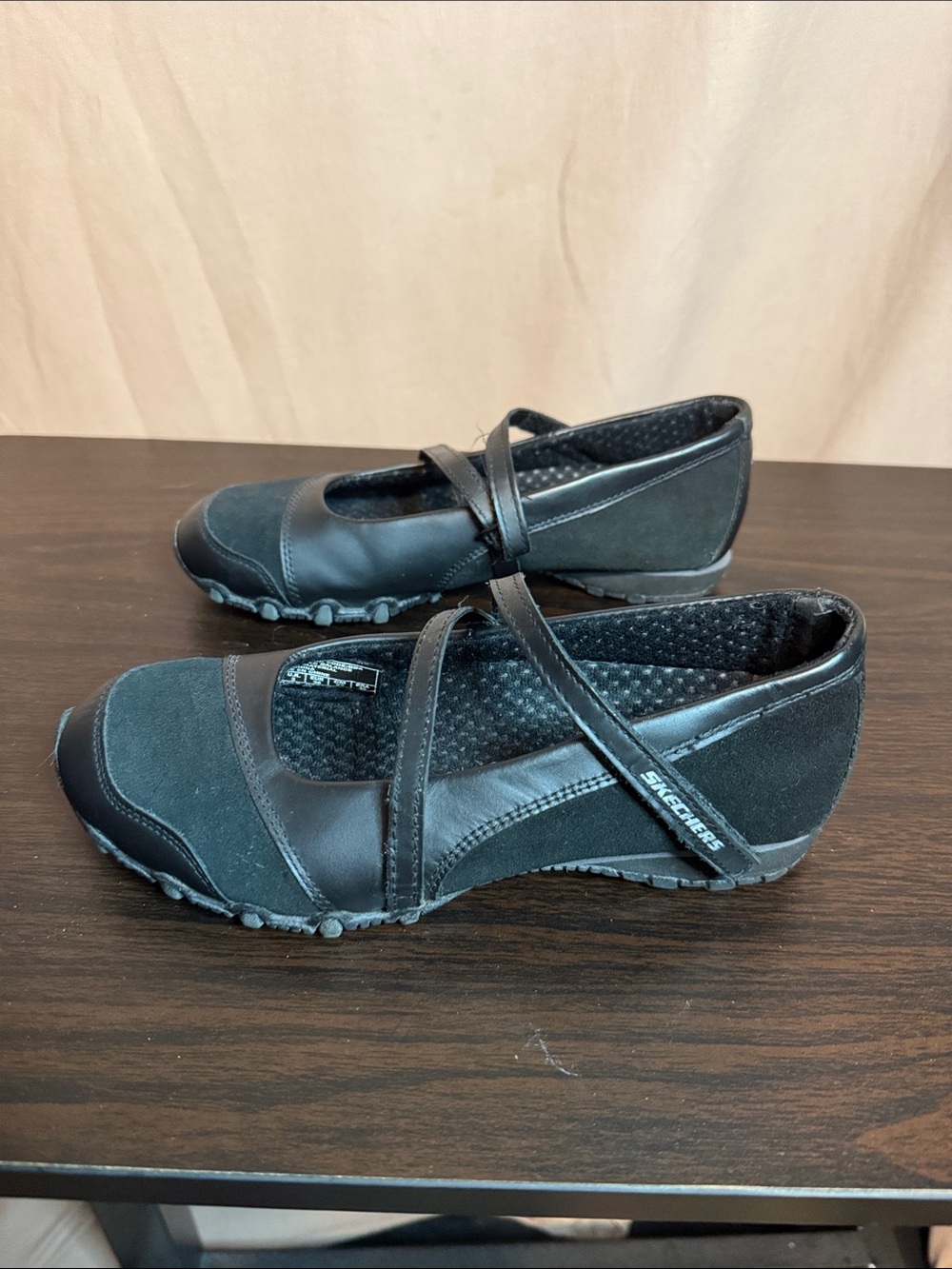 Skechers Black Double-Strap Mary Jane Flats - Picture 2 of 4
